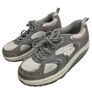SKECHERS Womens Shape Ups Walking Sneaker Shoes Gray Pink Size 7.5 11806
